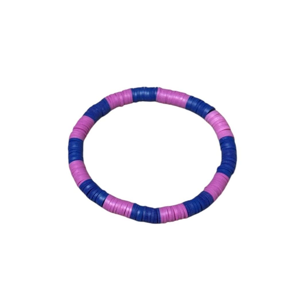 3 FOR $10 HANDCRAFTED Pink & Indigo Clay Beaded Bracelet